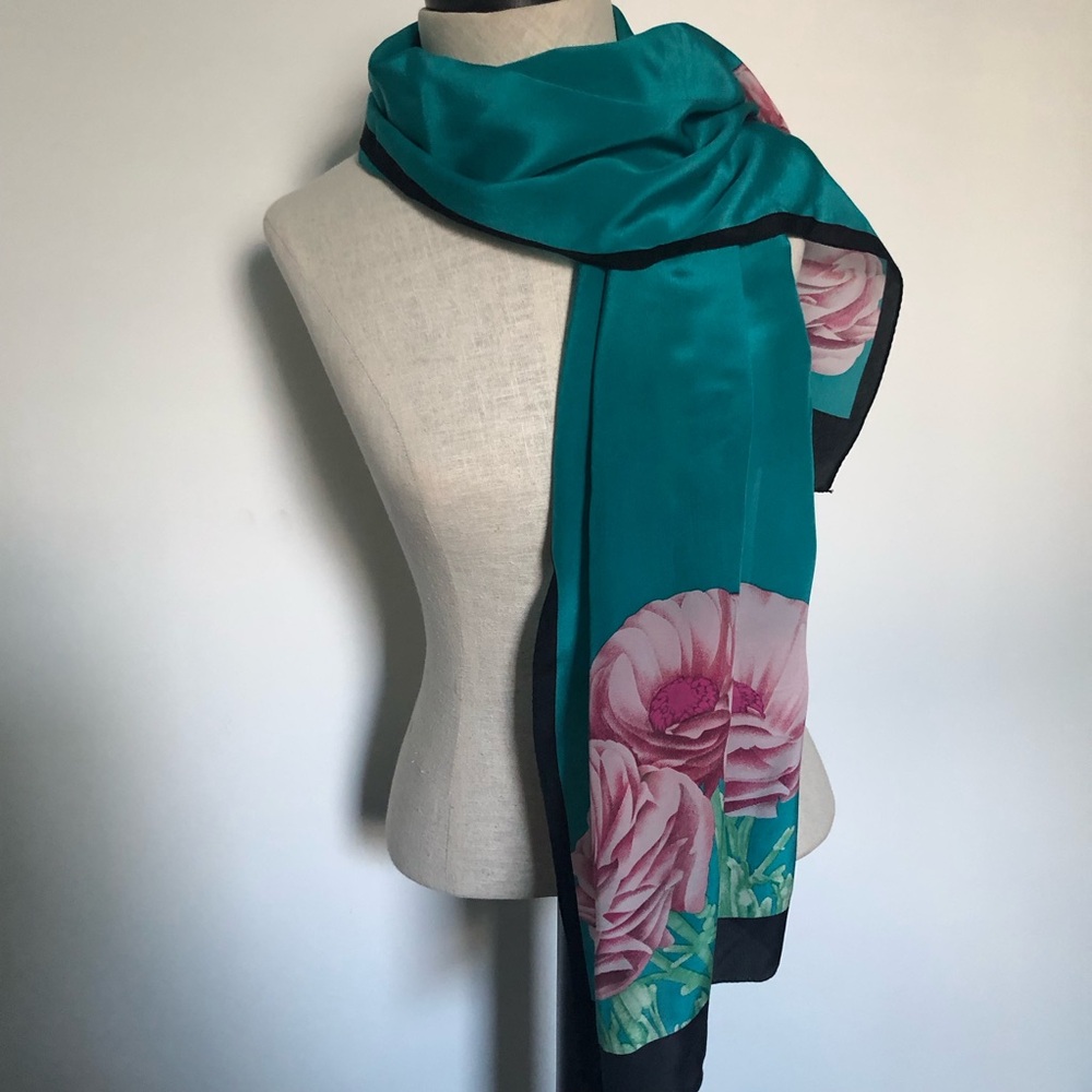 Vintage Anne Klein Floral Silk Scarf
